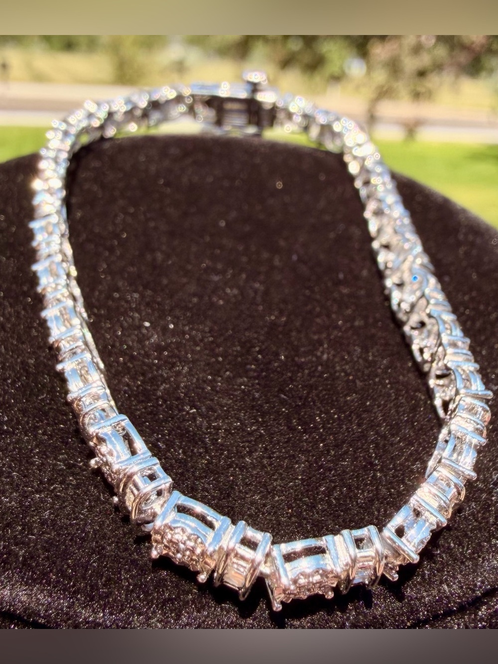 7” Fancy 14K White Gold Over Sterling Silver 0.25 CTW Diamond Tennis Bracelet - Picture 5 of 12